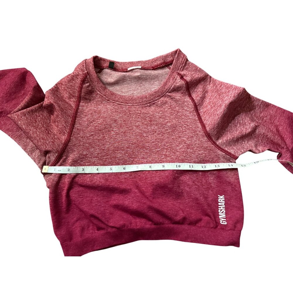 Gymshark Set Adapt Ombre Seamless Leggings & Long Sleeve Crop Top Burgundy Mediu - Picture 6 of 16